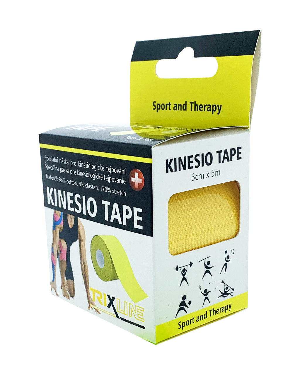 Trixline KINESIO szalag 5cm x 5m sárga Trixline KINESIO szalag 5cm x 5m sárga