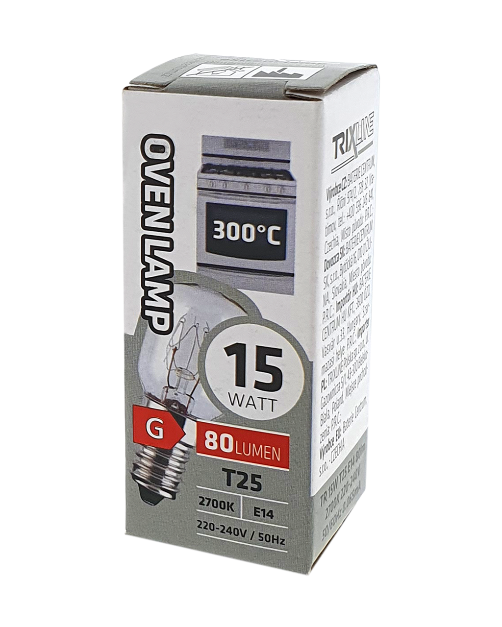 Trixline special izzó 15W/80lm/T25/E14/2700K 300°C Trixline special izzó 15W/80lm/T25/E14/2700K 300°C