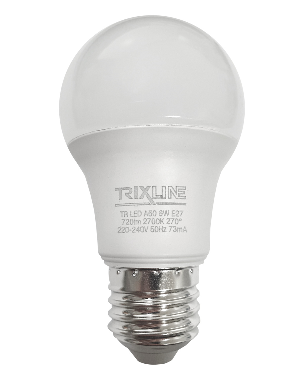 Trixline8W E27 A50 2700K 720lm meleg fehér LED izzó Trixline8W E27 A50 2700K 720lm meleg fehér LED izzó