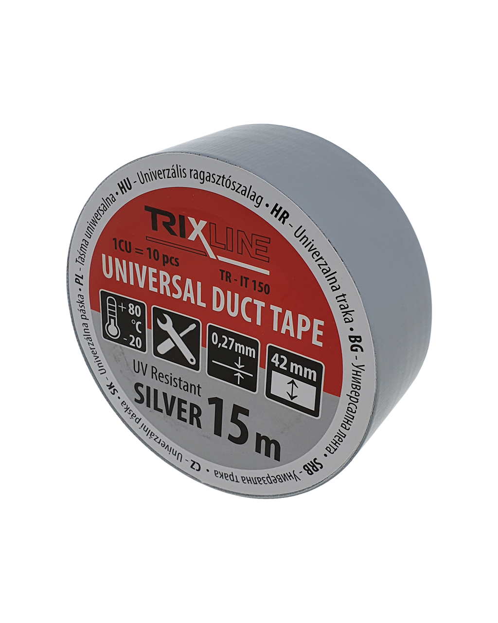 Univerzális ragasztószalag TR-IT 150 ezüst 15m, 0,27mm TRIXLINE Univerzális ragasztószalag TR-IT 150 ezüst 15m, 0,27mm TRIXLINE