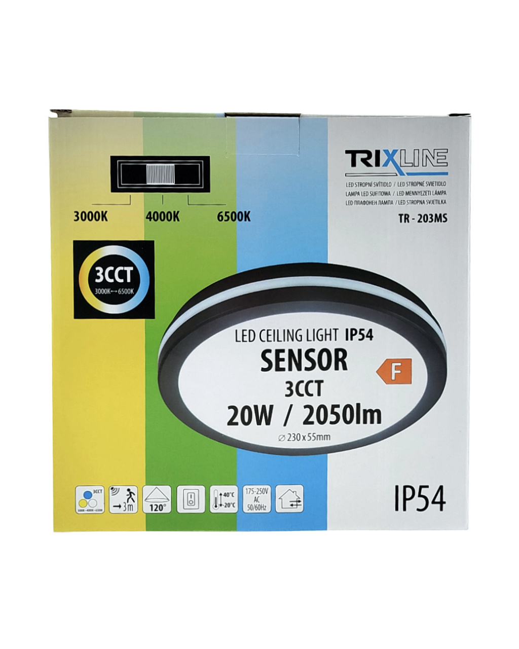 TR-203MS – 20W mozgásérzékelővel mennyezeti LED CCT lámpa 2050lm ø23×5.5cm Trixline TR-203MS – 20W mozgásérzékelővel mennyezeti LED CCT lámpa 2050lm ø23×5.5cm Trixline
