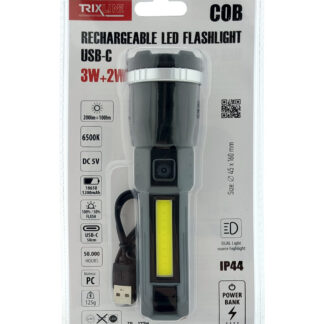 TR-127M COB LED újratölthető zseblámpa USB-C 3W + 2W