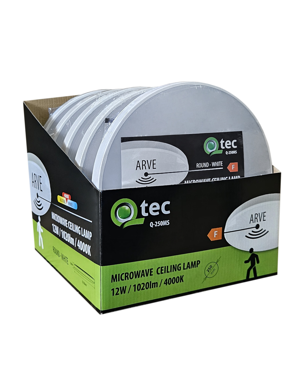 Q-250MS LED12W lámpa mozgásérzékelővel ARVE 1020lm 4000K ø25cm/kör alakú fehér QTEC Q-250MS LED12W lámpa mozgásérzékelővel ARVE 1020lm 4000K ø25cm/kör alakú fehér QTEC