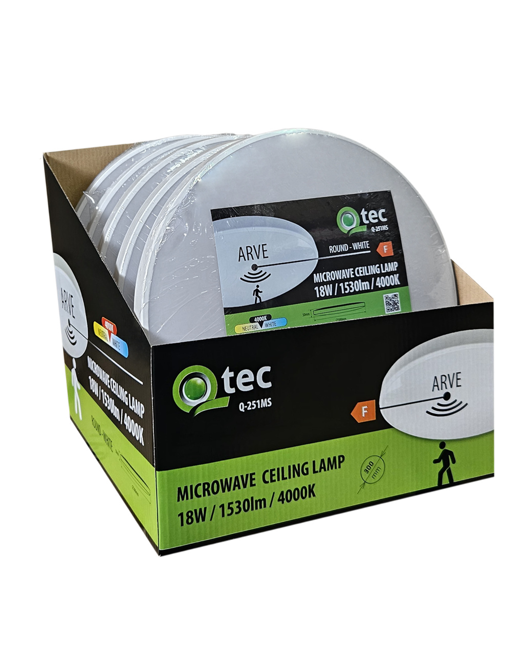 Q-251MS LED18W lámpa mozgásérzékelővel ARVE 1530lm 4000K ø30cm/kör alakú fehér QTEC Q-251MS LED18W lámpa mozgásérzékelővel ARVE 1530lm 4000K ø30cm/kör alakú fehér QTEC